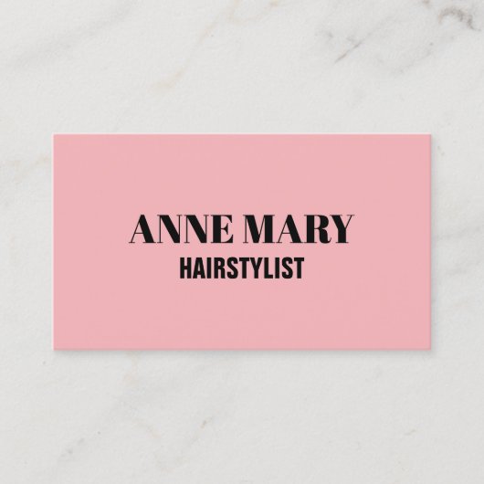 Professionele Blush Roze Zwart Haar Stylist Modern Visitekaartje (Voorkant)