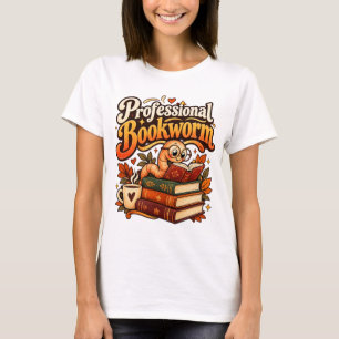 Professionele Boekenwurm Schattig Retro Lezen Wurm T-shirt