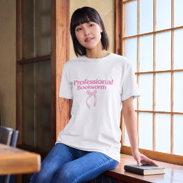 Professionele Boekenwurm schattig roze strik shirt