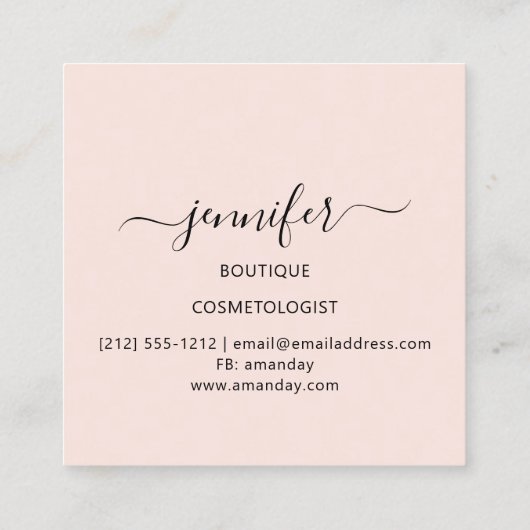 Professionele boetiekshop Beauty Roos Bourgogne Vierkante Visitekaartje (Achterkant)