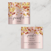 Professionele boetiekshop Roos Confetti Drip Gold Vierkante Visitekaartje (Voorkant / Achterkant)