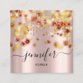 Professionele boetiekshop Roos Confetti Drip Gold Vierkante Visitekaartje (Voorkant)