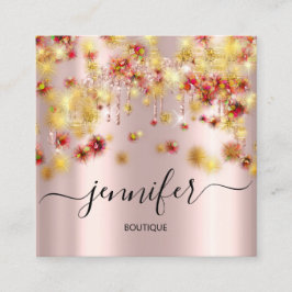 Professionele boetiekshop Roos Confetti Drip Gold Vierkante Visitekaartje