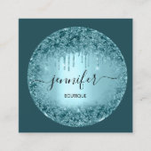 Professionele boetiekwinkel Glitter Pastel BlueTea Vierkante Visitekaartje (Voorkant)