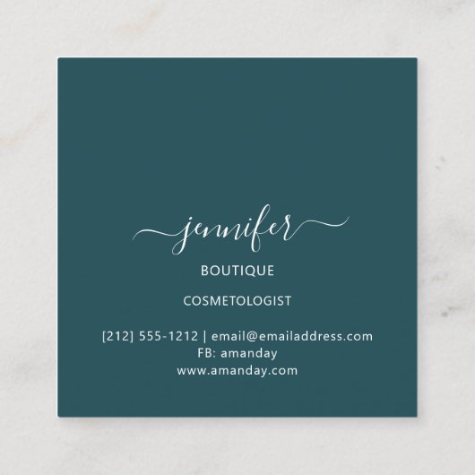 Professionele boetiekwinkel Glitter Pastel BlueTea Vierkante Visitekaartje (Achterkant)