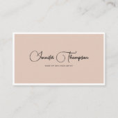 Professionele Boho Beige Script QR Code Business Visitekaartje (Voorkant)