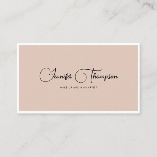 Professionele Boho Beige Script QR Code Business Visitekaartje (Voorkant)