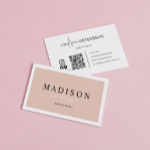 Professionele Boho Cream Script Typografie QR Code Visitekaartje