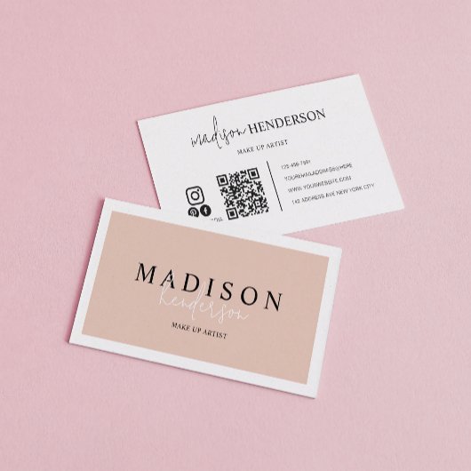 Professionele Boho Cream Script Typografie QR Code Visitekaartje