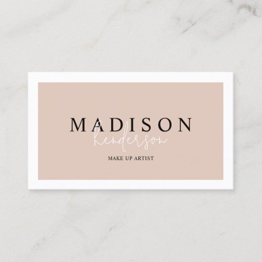 Professionele Boho Cream Script Typografie QR Code Visitekaartje (Voorkant)