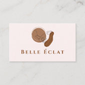 Professionele Boho Lineart Beige White QR-code Visitekaartje (Voorkant)