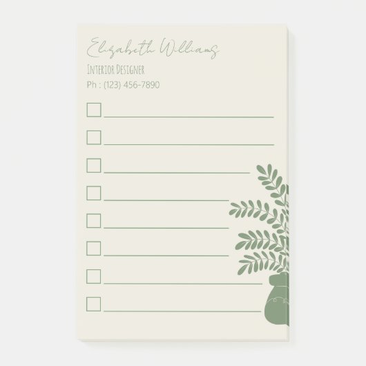 Professionele botanische to-do-lijst Post-it Notes (Voorkant)