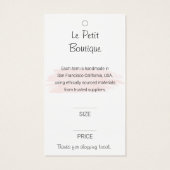Professionele Boutique Logo Clothing Price Label Visitekaartje (Achterkant)