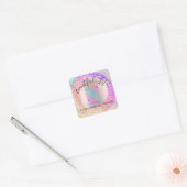Professionele Boutique Shop Glitter Pink Holograaf Vierkante Sticker (Envelop)