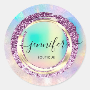 Professionele Boutique Shop Name Dress Hologram Ronde Sticker
