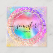 Professionele Boutique Shop Rainbow Holograaf Vierkante Visitekaartje (Voorkant)