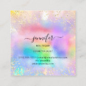 Professionele Boutique Shop Rainbow Holograaf Vierkante Visitekaartje (Achterkant)