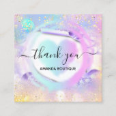 Professionele Boutique Shop White Heart Holograaf Vierkante Visitekaartje (Voorkant)