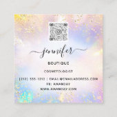 Professionele Boutique Shop White Heart Holograaf Vierkante Visitekaartje (Achterkant)