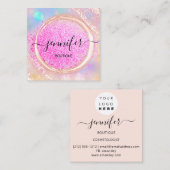 Professionele Boutique Winkel Beauty Logo Roze Vierkante Visitekaartje (Voorkant / Achterkant)