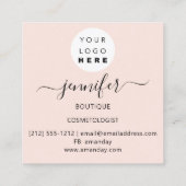 Professionele Boutique Winkel Beauty Logo Roze Vierkante Visitekaartje (Achterkant)