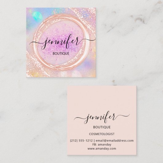 Professionele Boutique Winkel Beauty Pink Lux Vierkante Visitekaartje (Voorkant / Achterkant)