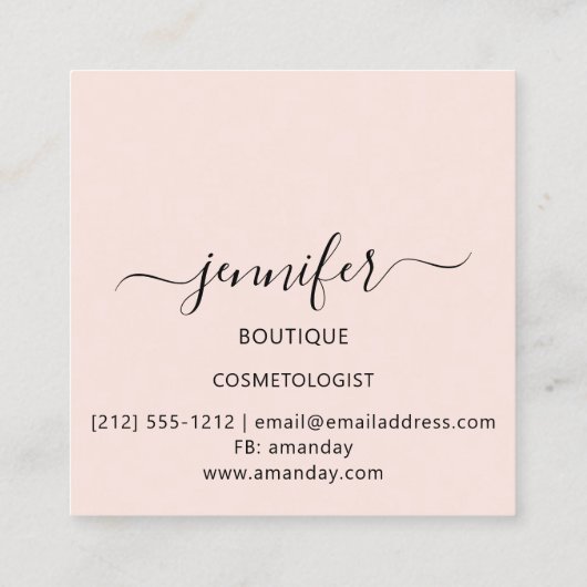 Professionele Boutique Winkel Beauty Pink Lux Vierkante Visitekaartje (Achterkant)