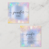 Professionele Boutique Winkel Blue Glitter Hologra Vierkante Visitekaartje (Voorkant / Achterkant)