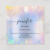 Professionele Boutique Winkel Blue Glitter Hologra Vierkante Visitekaartje (Achterkant)