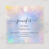 Professionele Boutique Winkel Blue GlitterHoloGrap Vierkante Visitekaartje (Achterkant)