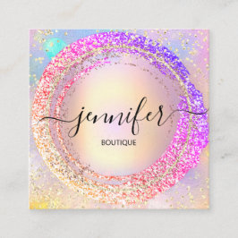 Professionele Boutique Winkel Glitter Holographic  Vierkante Visitekaartje