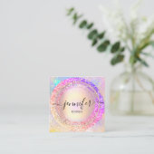 Professionele Boutique Winkel Glitter Holographic  Vierkante Visitekaartje (Staand voorkant)