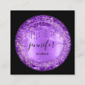 Professionele Boutique Winkel Glitter Paarse Drive Vierkante Visitekaartje (Voorkant)