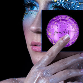 Professionele Boutique Winkel Glitter Paarse Drive Vierkante Visitekaartje