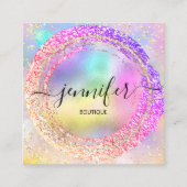 Professionele Boutique-winkel Glitter PInk Hologra Vierkante Visitekaartje (Voorkant)