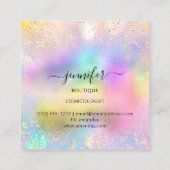 Professionele Boutique-winkel Glitter PInk Hologra Vierkante Visitekaartje (Achterkant)