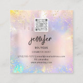 Professionele Boutique Winkel Glitter Pink QRCodeL Vierkante Visitekaartje (Achterkant)