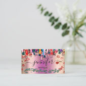 Professionele Boutique Winkel Glitter Roze Stappen Visitekaartje (Staand voorkant)