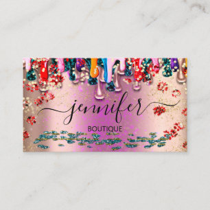 Professionele Boutique Winkel Glitter Roze Stappen Visitekaartje