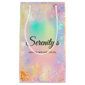 Professionele Boutique Winkel Holografisch Roze Go Klein Cadeauzakje (Voorkant)