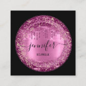 Professionele Boutique-winkel met roze glitter-sch Vierkante Visitekaartje (Voorkant)