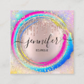 Professionele Boutique-winkel met roze regenboog Vierkante Visitekaartje (Voorkant)