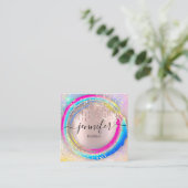 Professionele Boutique-winkel met roze regenboog Vierkante Visitekaartje (Staand voorkant)