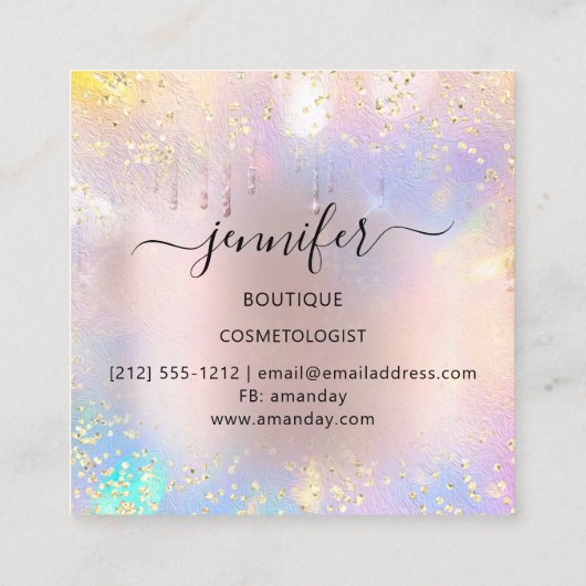 Professionele Boutique Winkel steekt roze holograa Vierkante Visitekaartje (Achterkant)