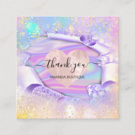 Professionele Boutique Winkelnaam Glitter Heart Vierkante Visitekaartje