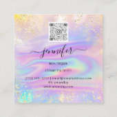 Professionele Boutique Winkelnaam Glitter Heart Vierkante Visitekaartje (Achterkant)