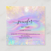 Professionele Boutique Winkelnaam Glitter Holograa Vierkante Visitekaartje (Achterkant)
