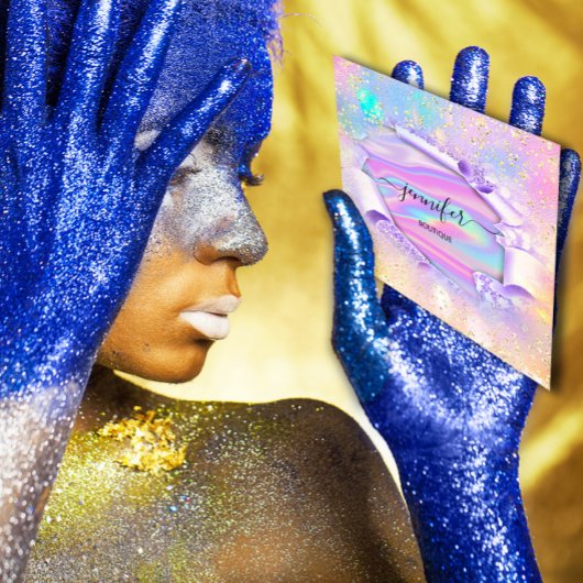 Professionele Boutique Winkelnaam Glitter Holograa Vierkante Visitekaartje
