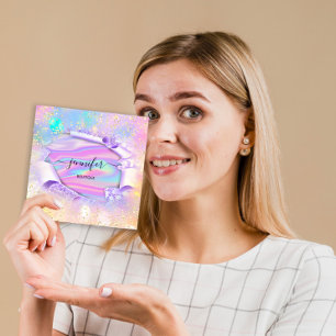 Professionele Boutique Winkelnaam Glitter Holograa Vierkante Visitekaartje