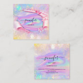 Professionele Boutique-winkelnaam Glitter Holograa Vierkante Visitekaartje (Voorkant / Achterkant)